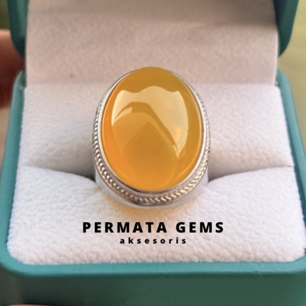 Cincin Batu Akik Cempaka Kuning Jumbo Mewah