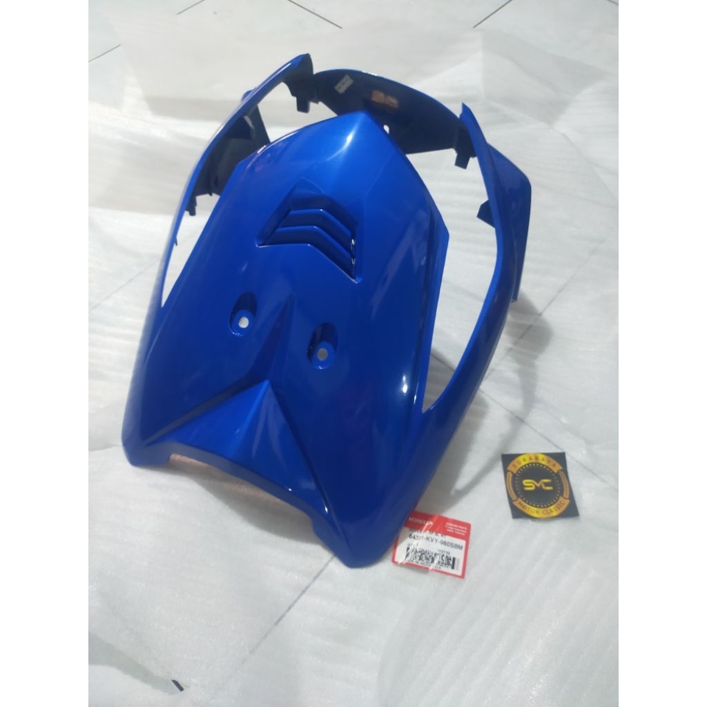 panel depan tameng dasi besar beat karbu biru ORI AHM 64301-KVY-960SBM