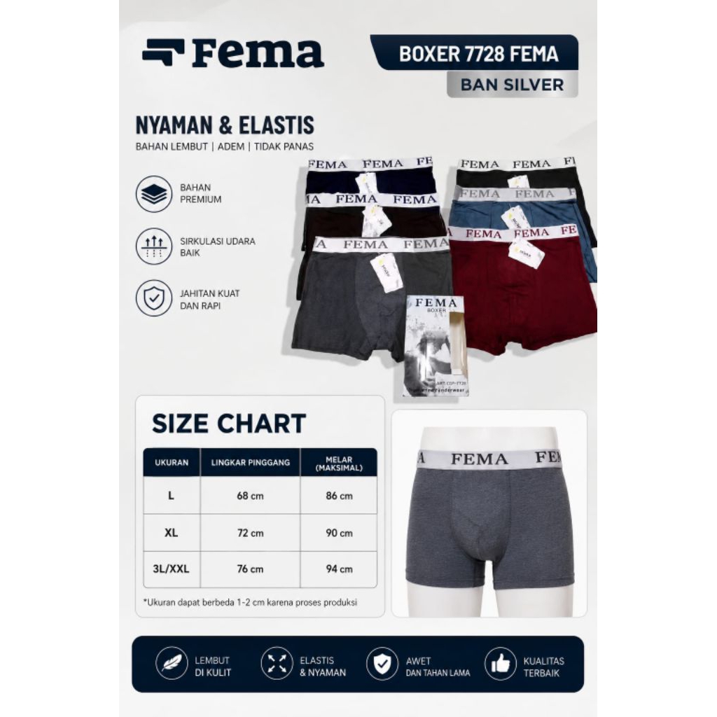 CD boxer Fema  grosir 12 pcs