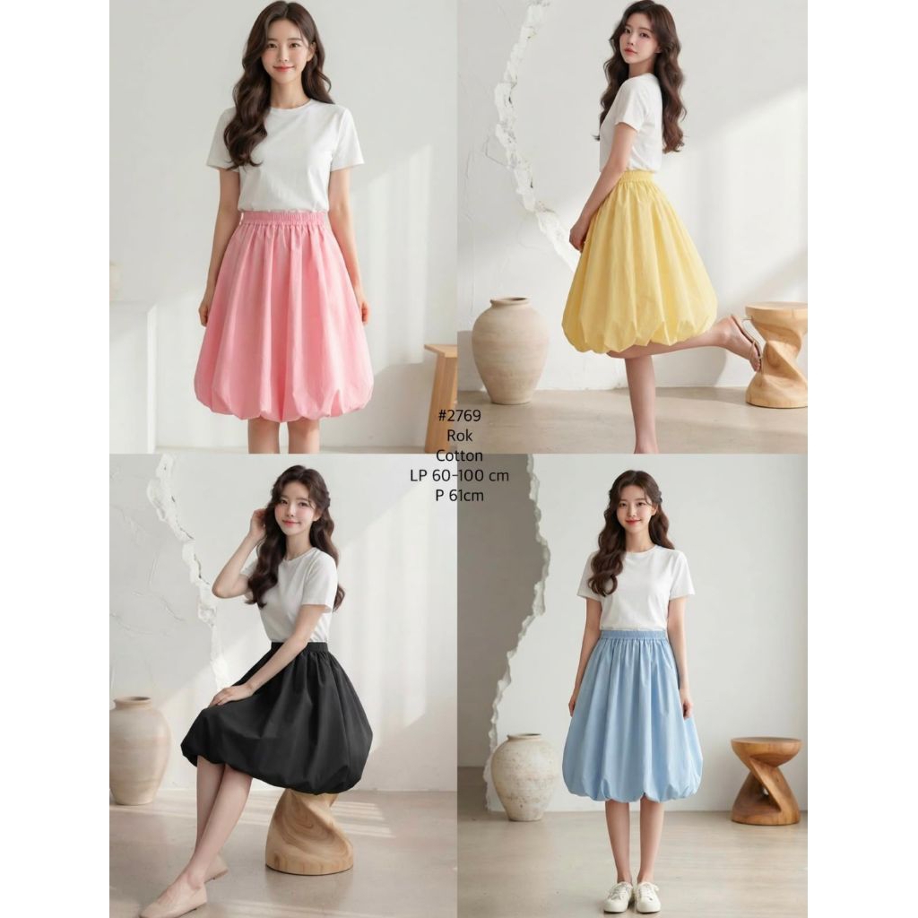 Rok balon selutut bawahan skirt wanita pendek