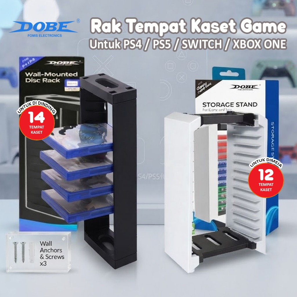 DOBE Disc Storage Stand Rak Kaset Nintendo Switch Xbox One PS4 PS5 Bluray Disc Rack 12 dan 14 Tempat