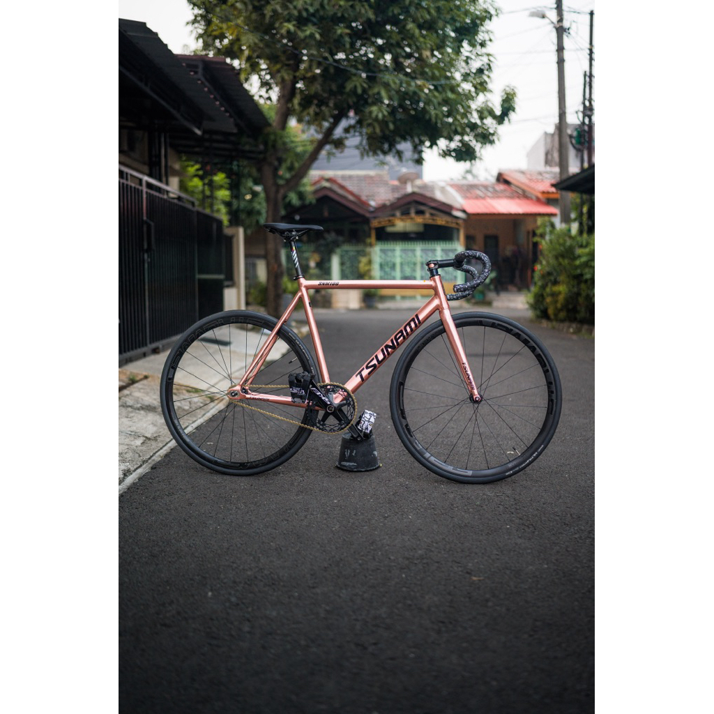 Fixie Fullbike Tsunami rosegold size L | sepeda fixie