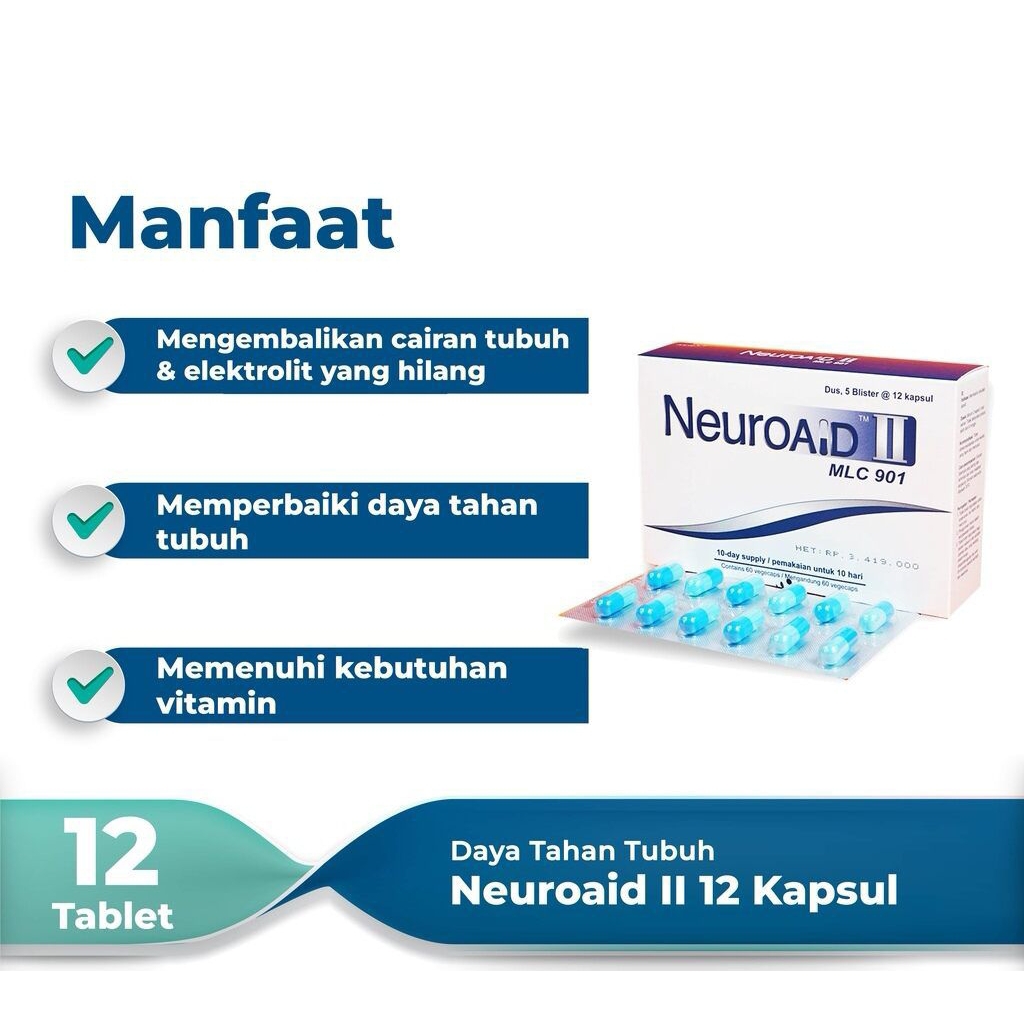 Neuroaid ll Original Suplemen Saraf untuk Kesemutan & Mati Rasa 1 blester isi 12kapsul | 1 box isi 6