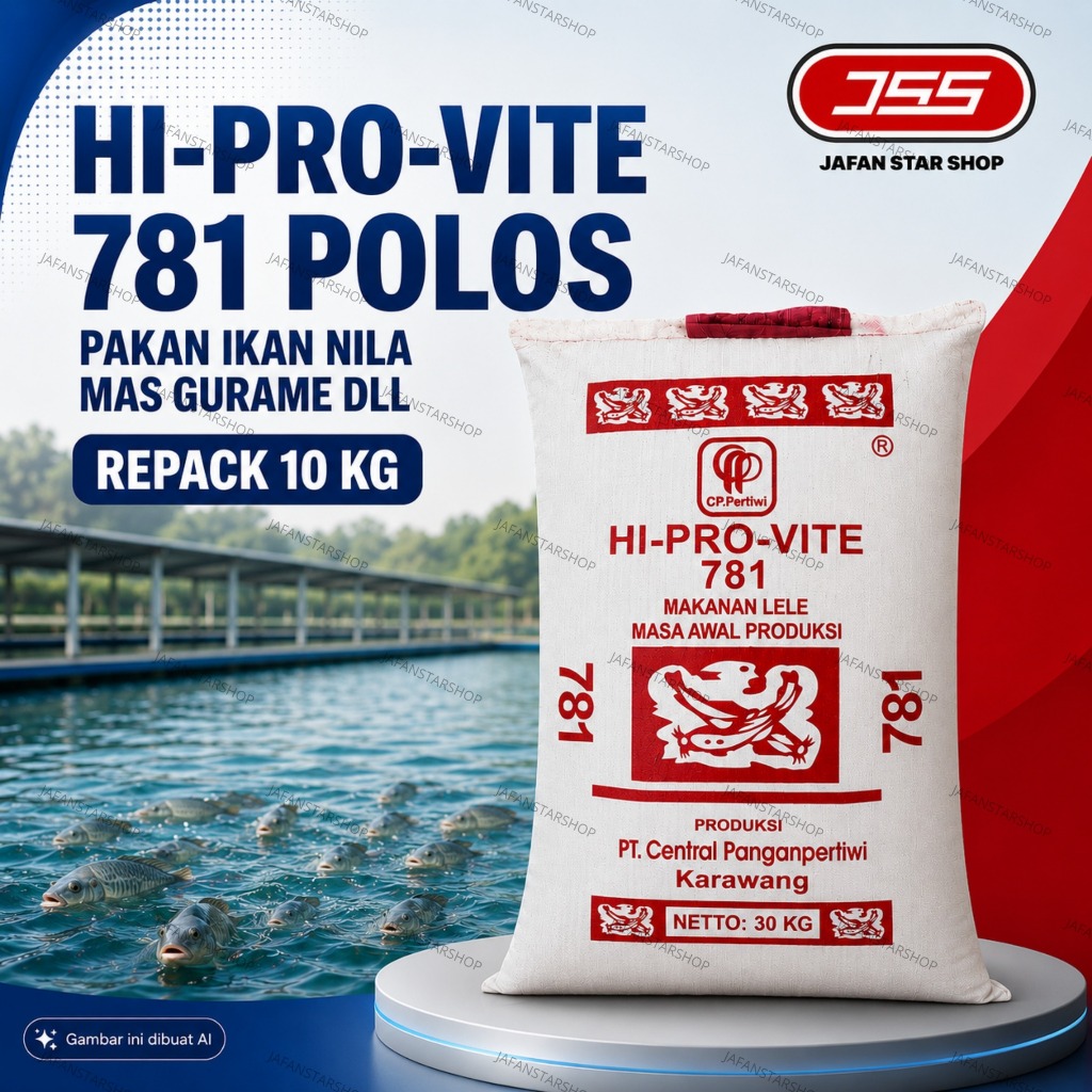 Pakan Pelet Ikan Lele HI-PRO-VITE 781 Polos Untuk Ikan Ukuran 10 - 12 cm 10kg