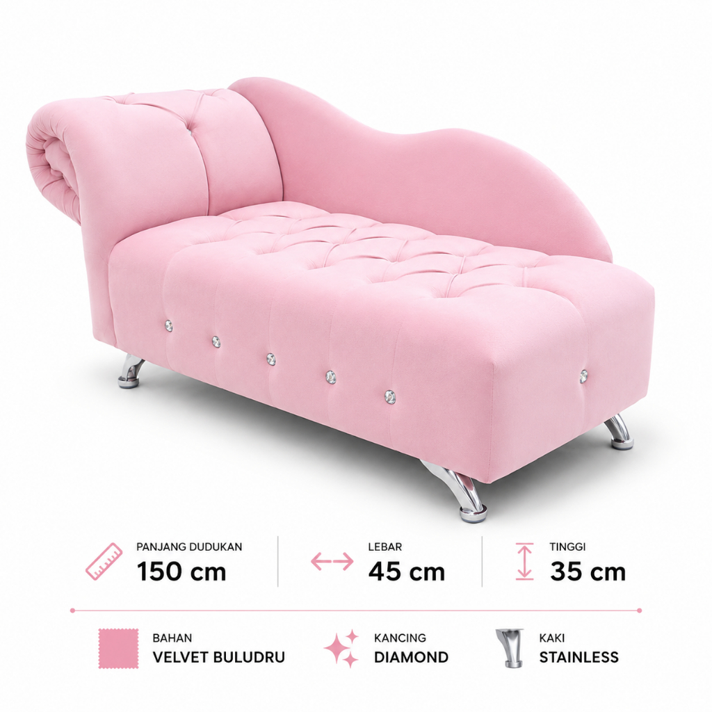 SOFA BENCH SANDAR - SOFA GRANDE  MINIMALIS / SOFA BED bahan buludru 150 cm x 45 cm x 35 cm
