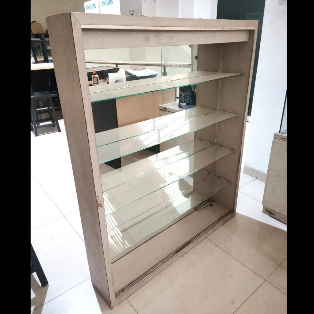 ETALASE LEMARI KACA RAK SUSUN SECOND 100 X 20 X 123 DISPLAY WARUNG CEMILAN SNACK SECOND