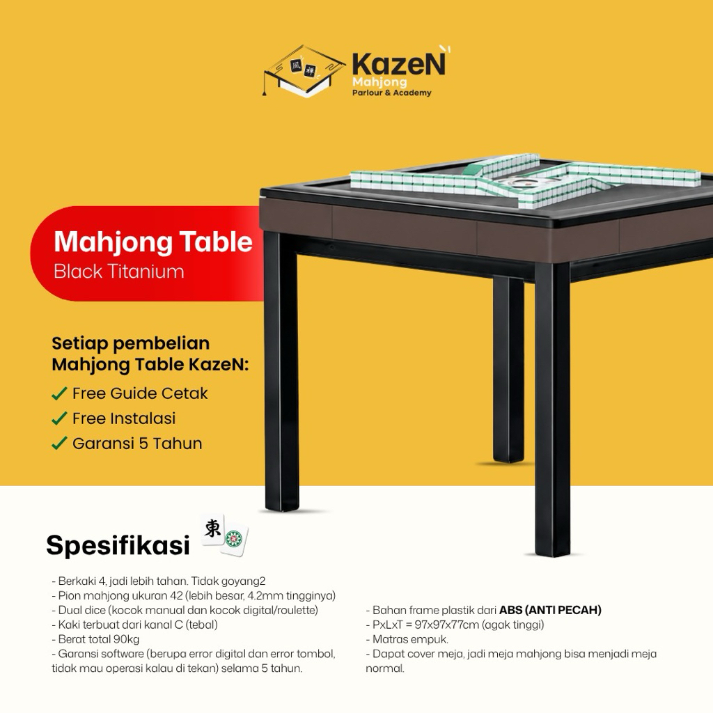 Mahjong Table Black Titanium / Meja Mahjong