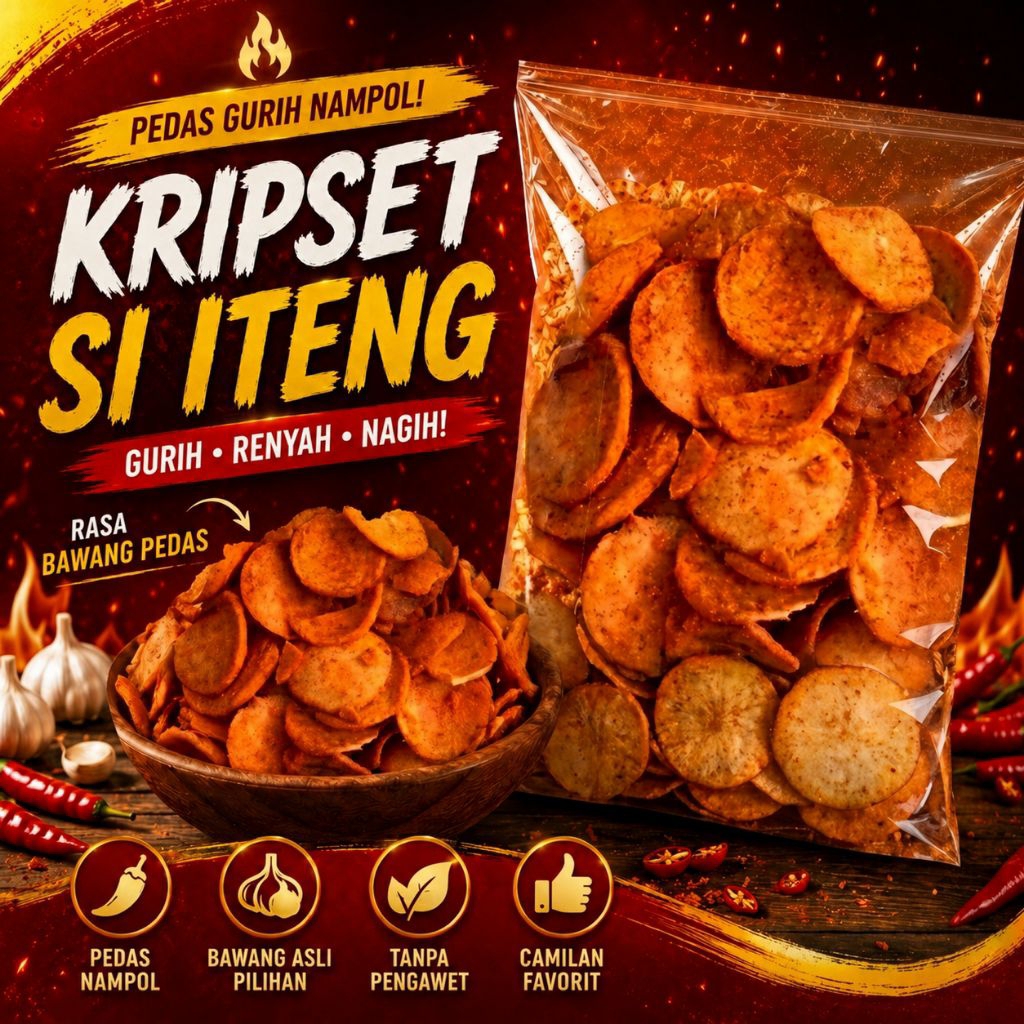 si iteng kripset, basreng, bakso goreng, berat 1kg, 750gr, 500gr, 250. pedas gurih bikin nagih, mura