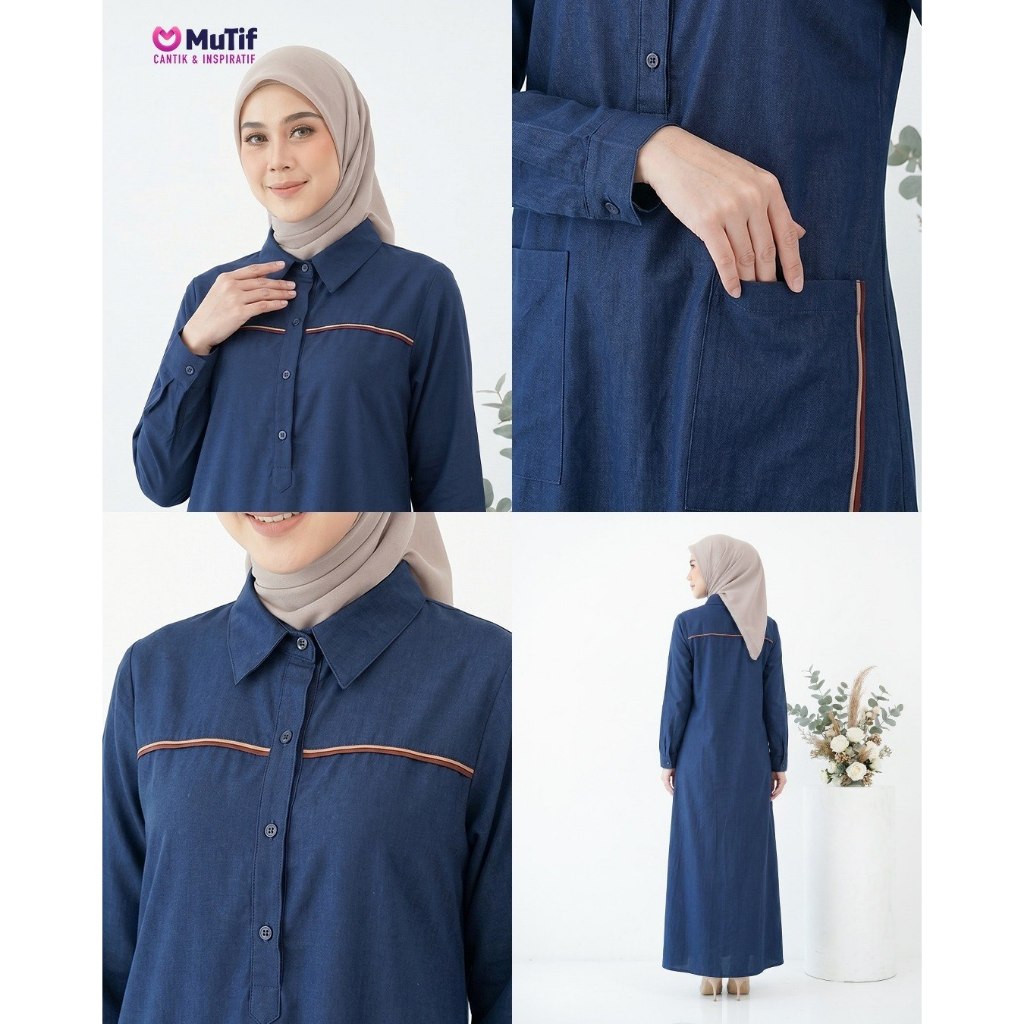 Gamis Wanita ANDHIRA NAVY || Gamis Polos Navy