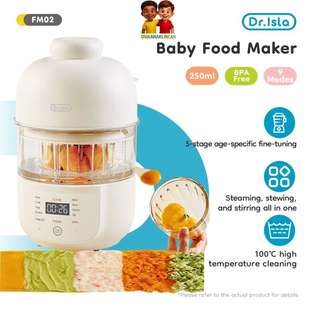 Dr Isla Baby Food Maker 5in1 Food Processor MPASI FM02