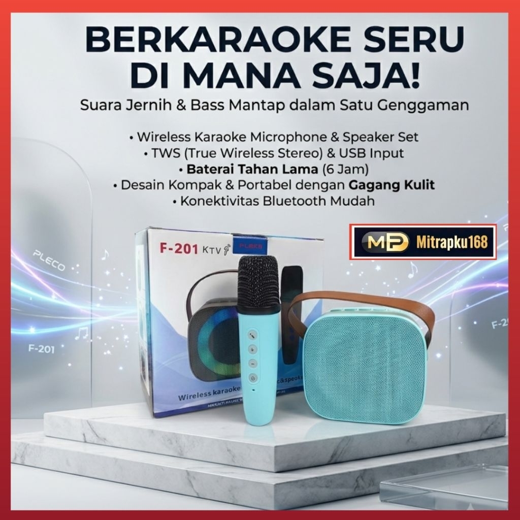 Speaker Karaoke Wireless Fleco F-201 Speaker Portable KTV 1 Mic Wireless F201
