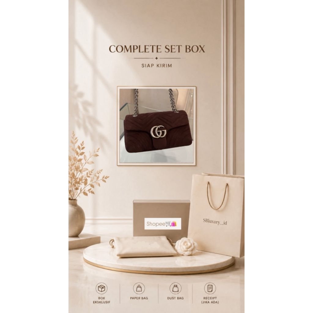 CBGM25 SSCK, Marmont  Small 26cm , suede silver hardware , dark brown
