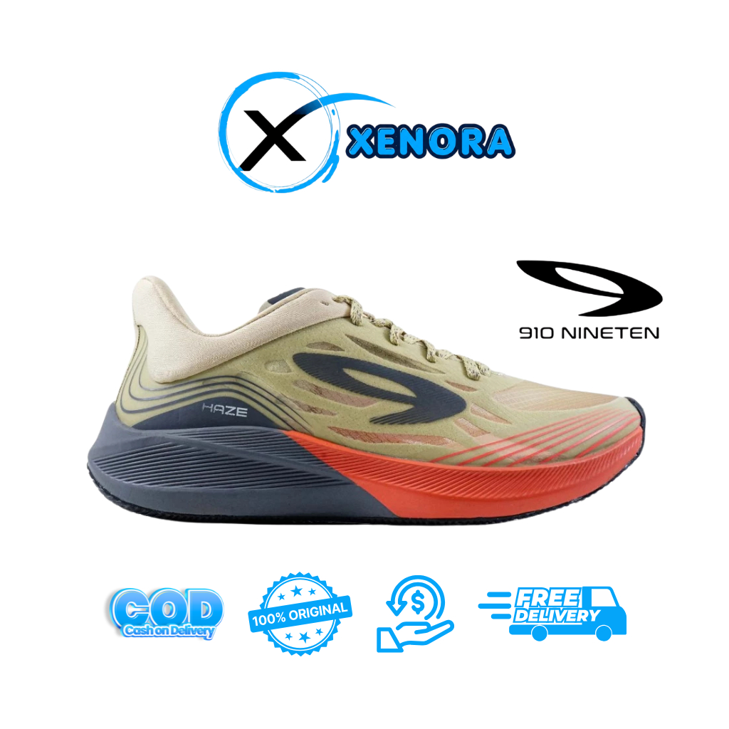 910 Nineten HAZE VISION 1.0 PUTIH GADING JINGGA ABU TUA - Sepatu Lari Haze Vision