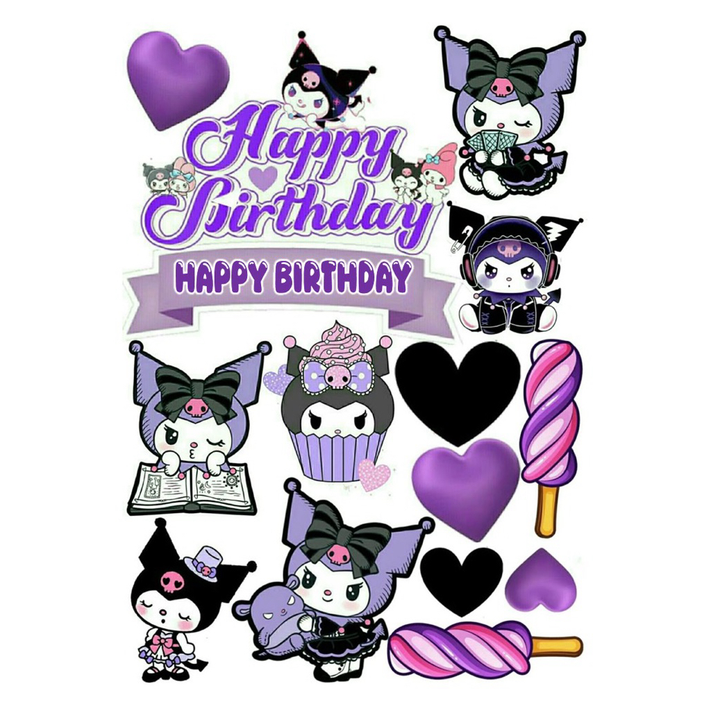 Topper KUROMI / Hiasan Cake Kuromi Sanrio Custom Nama / Topper Kuromi Murah Ekonomis / Cake Topper B