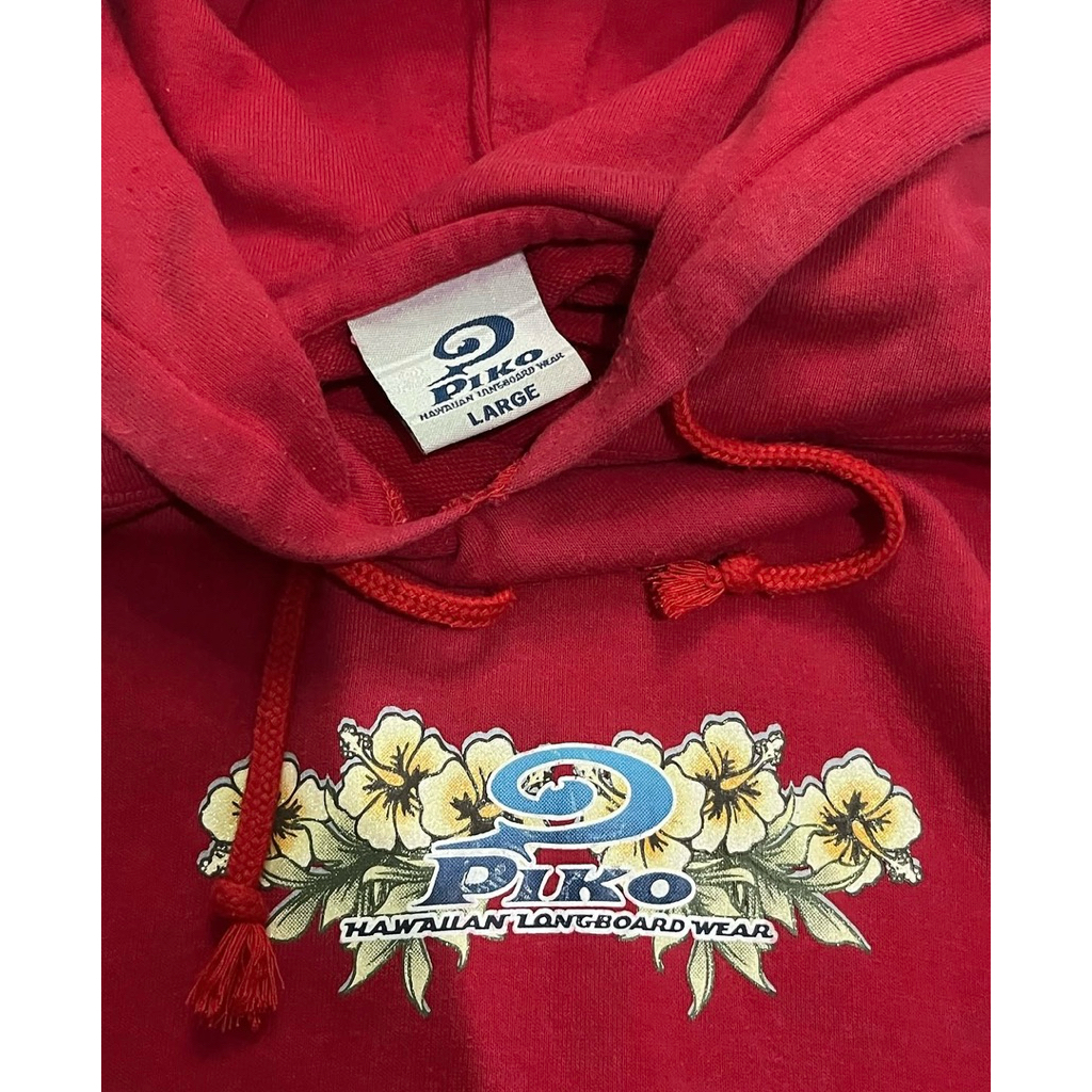 vintage piko hawaiian hoodie sleeveless red