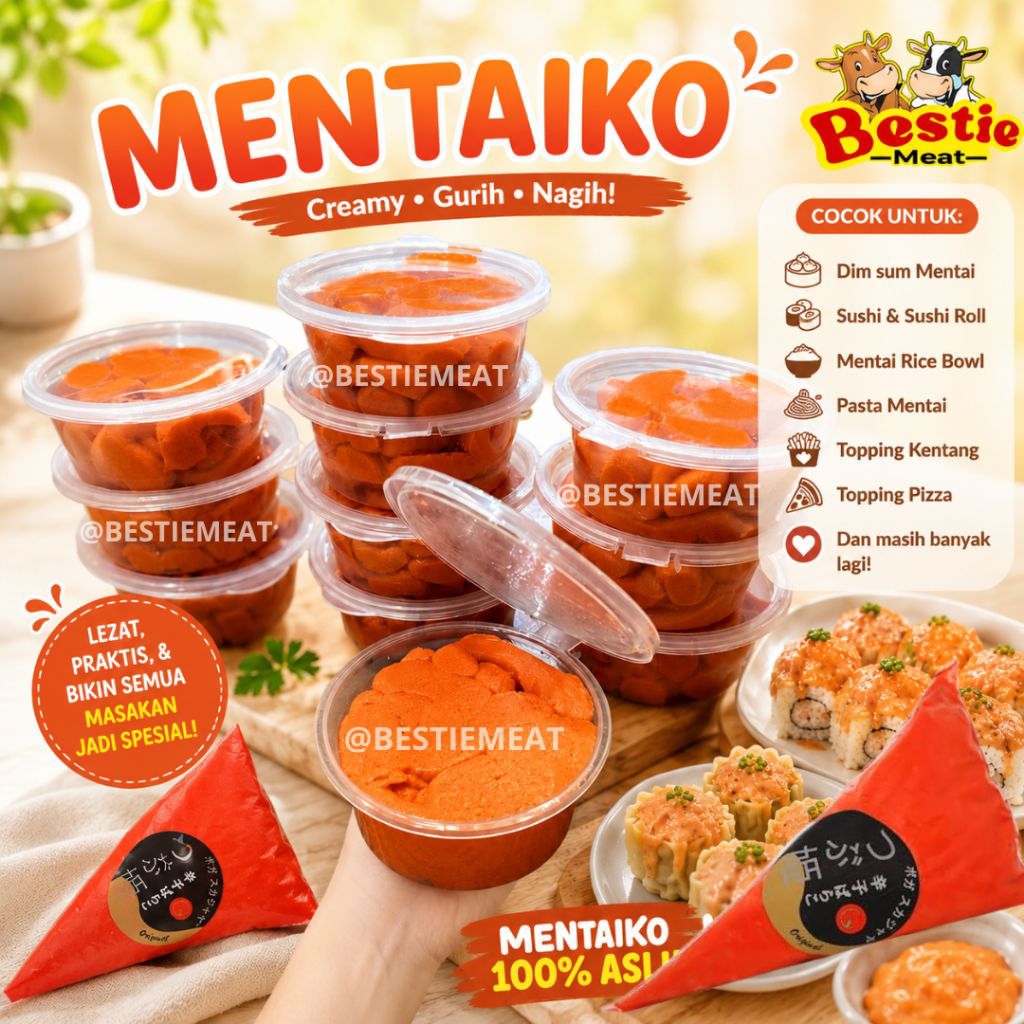 Mentaiko Frozen Telur Ikan Cod Pollock Roe Mentaiko Bahan Saus Mentai Asli 50g