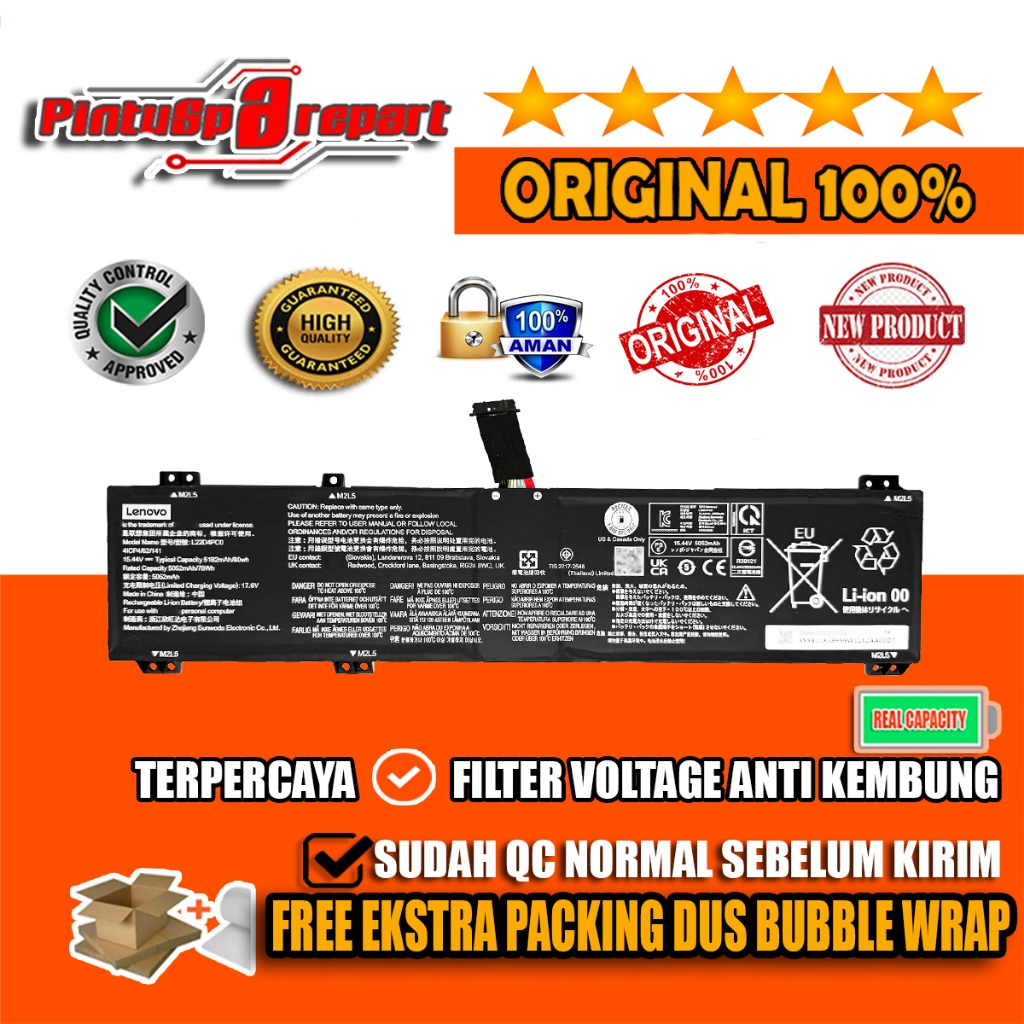 (GENUINE L22D4PC0) ORIGINAL BATERAI LEGl0N 5 7 PR0 16IRX8 82WK 16IRX9 83DF 16IRX8H 82WQ 16IRX9H 83DE