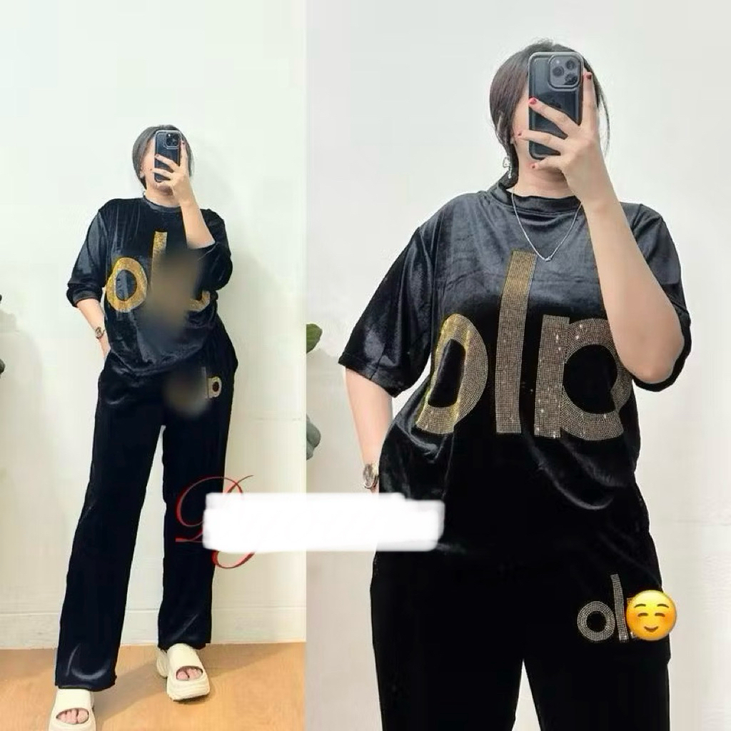 Setelan bludru velvet Amira Gliter ViraL