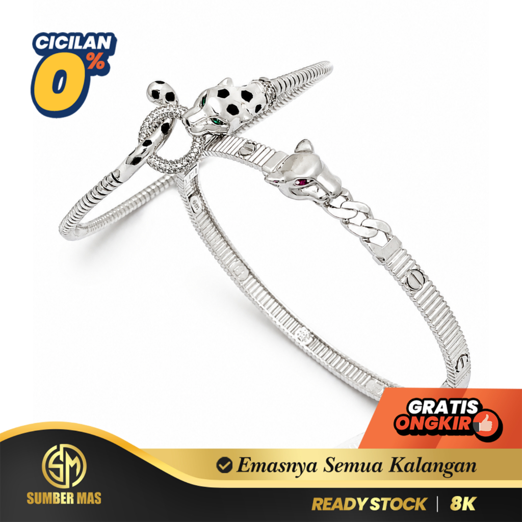 SUMBER MAS - Gelang Kolong Emas Panther White Fashion 8K