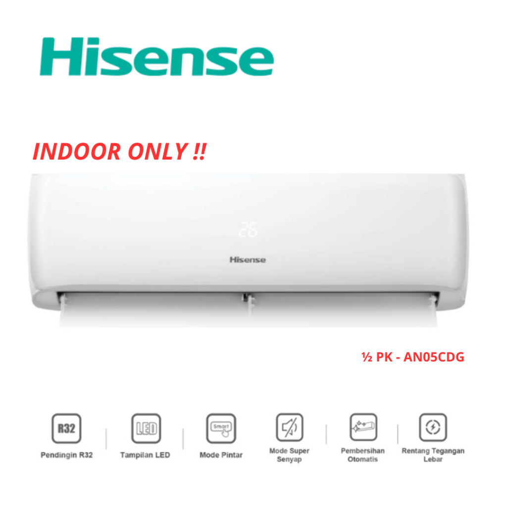 INDOOR AC SPLIT HISENSE 1/2PK AN05CDG STANDARD (INDOOR SAJA)