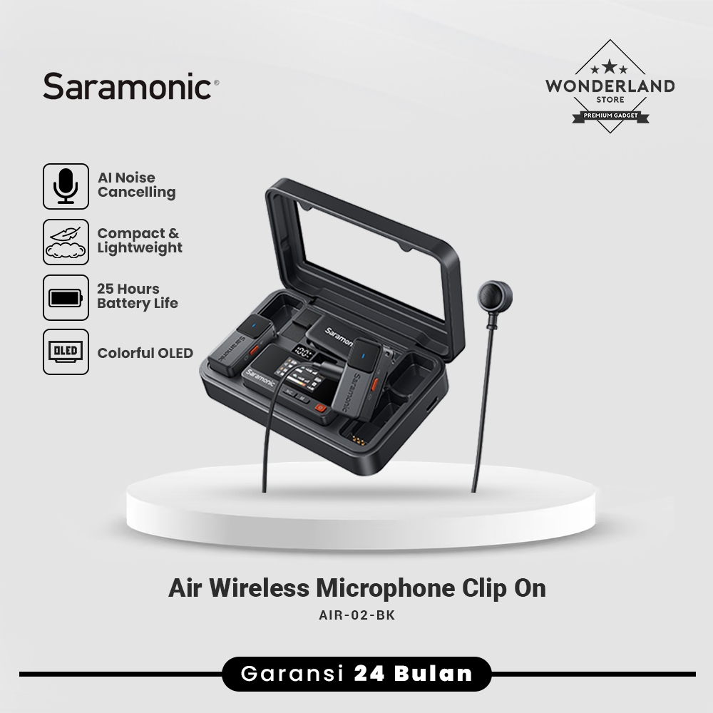 Saramonic Air Wireless Microphone Clip On Lavalier HP Camera Recording Vlog Live Mic Wireless
