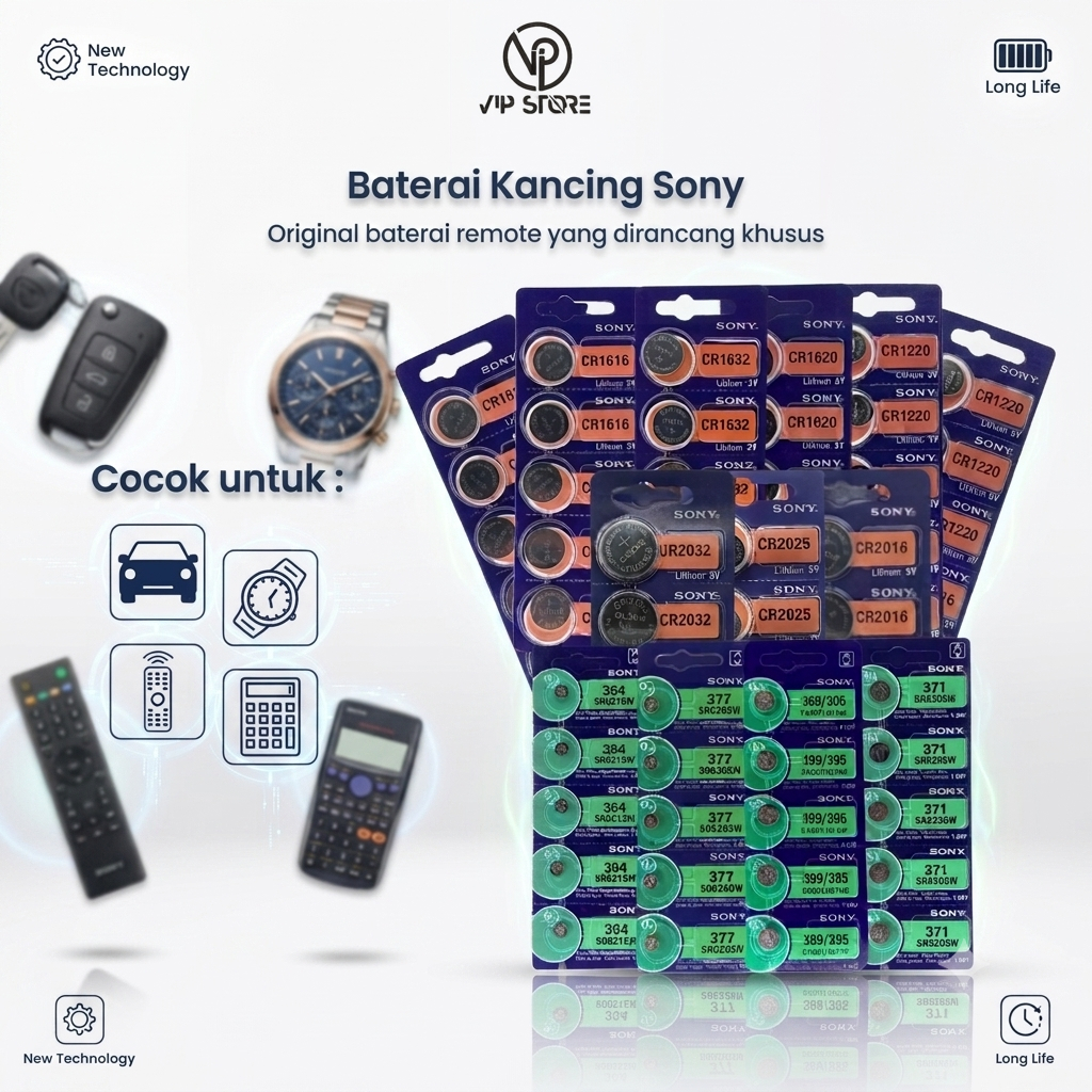 - GARANSI - Baterai SONY ORIGINAL Battery CR 2032 / CR2016 / CR2025 / CR 1220 / CR 1632 / CR 1620 / 