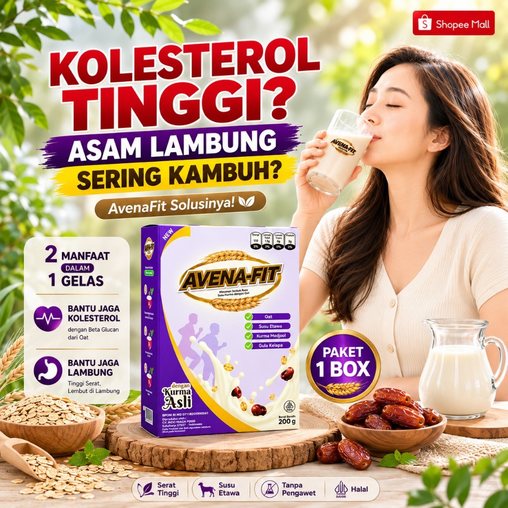 Avena Fit Susu Kurma Oat Untuk Jaga Kolestrol dan Asam Lambung | Tinggi Serat | Sereal Sehat 200 gra