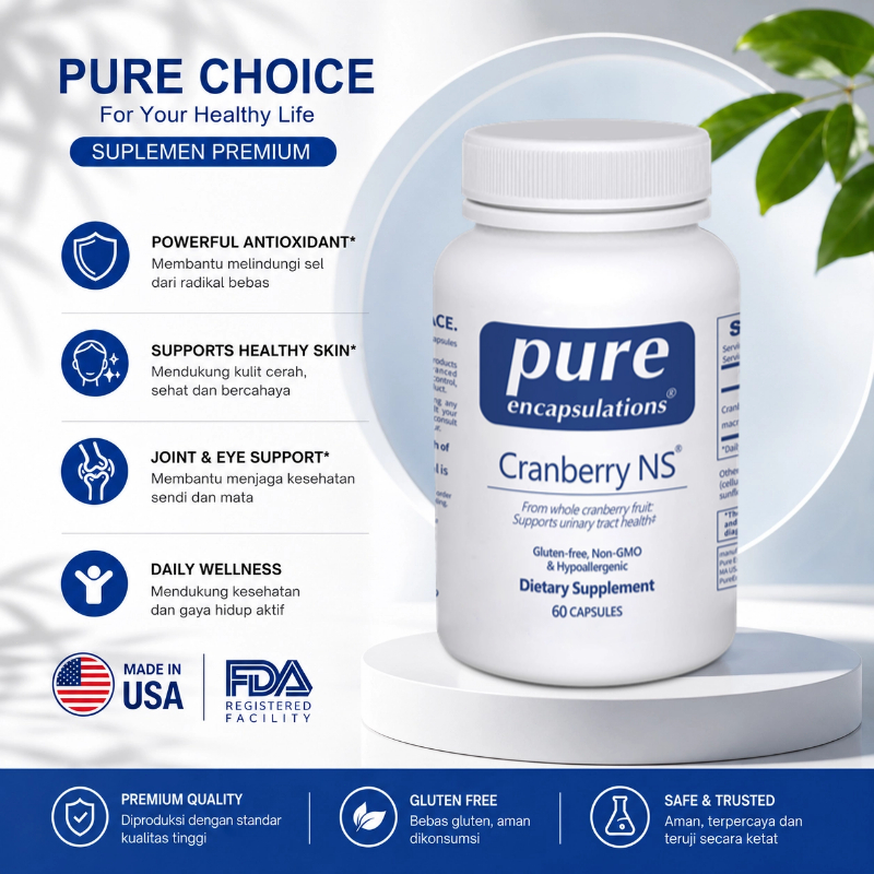 Pure Encapsulations Cranberry NS Suplemen Harian dengan Ekstrak Buah Cranberry 60 Kapsul