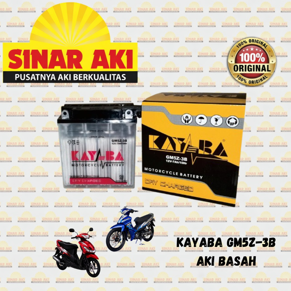 Aki Motor KAYABA GM5Z-3B Original AKI BASAH Motor LEGENDA VEGA SATRIA TITAN SUPRA GRAND PRIMA SMASH 