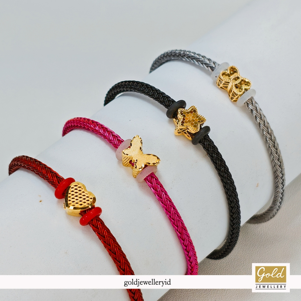 Gelang tali emas charm 16k model shapes