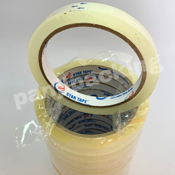 Solasi Bening 12mm x 72Yard lakban 1 jari 1/2 inchi selotip kecil 1 jari