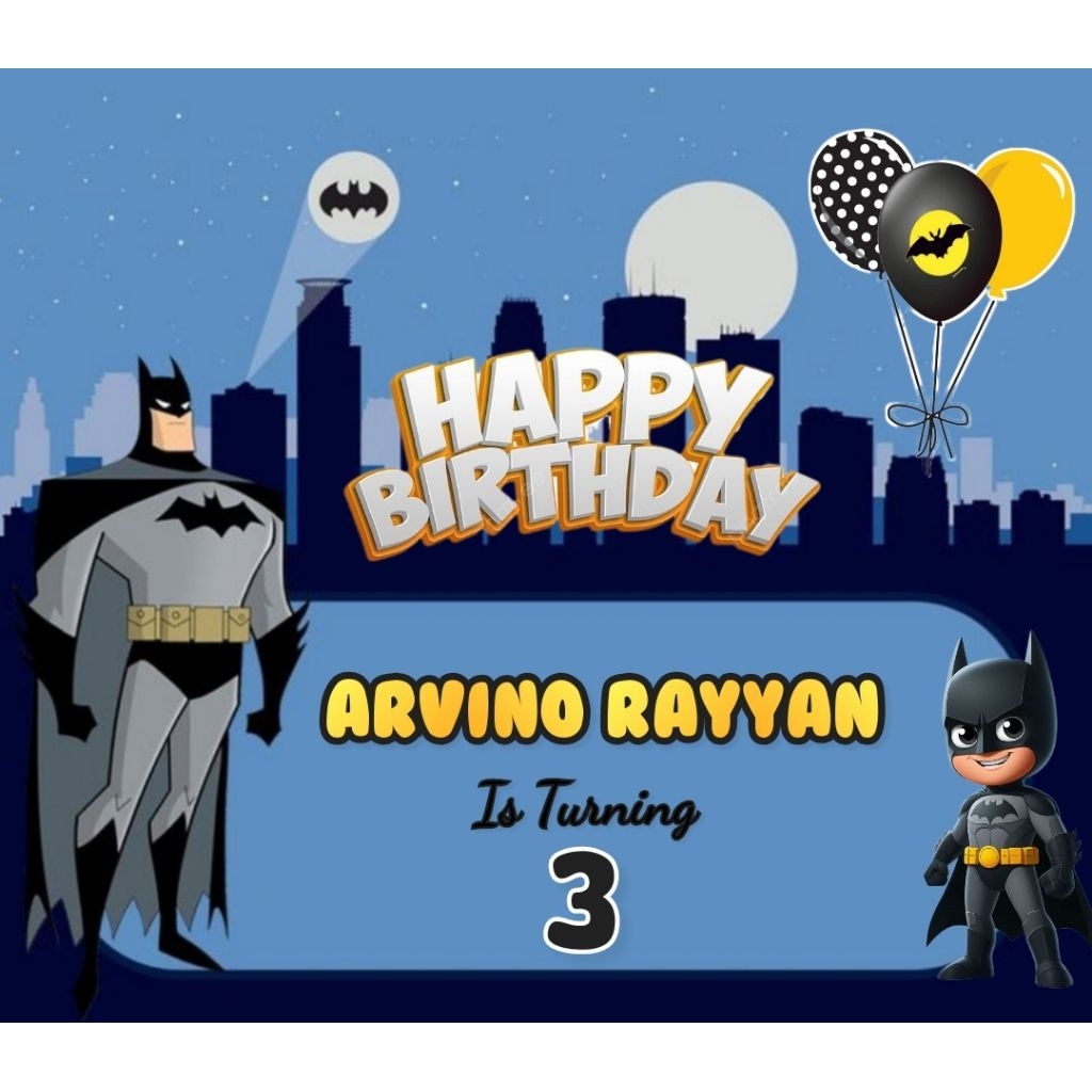 Spanduk BATMAN banner BATMAN spanduk banner ultah anak background BATMAN  custom backdrop ulang tahu