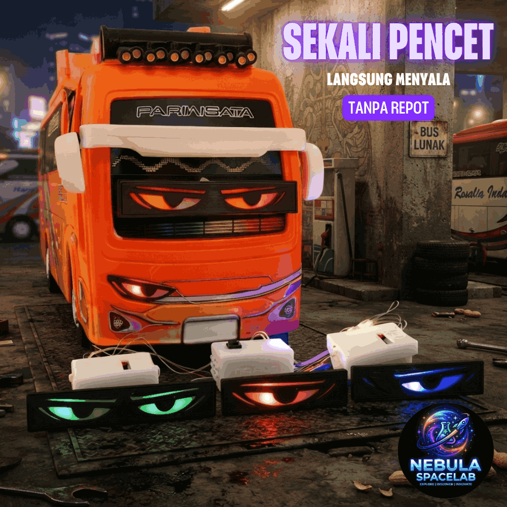 Strobo Mata Miniatur Bus Nyala | Lampu Mata Strobo Mata dan Rotator Miniatur Mata Mobil dan Bus Mini