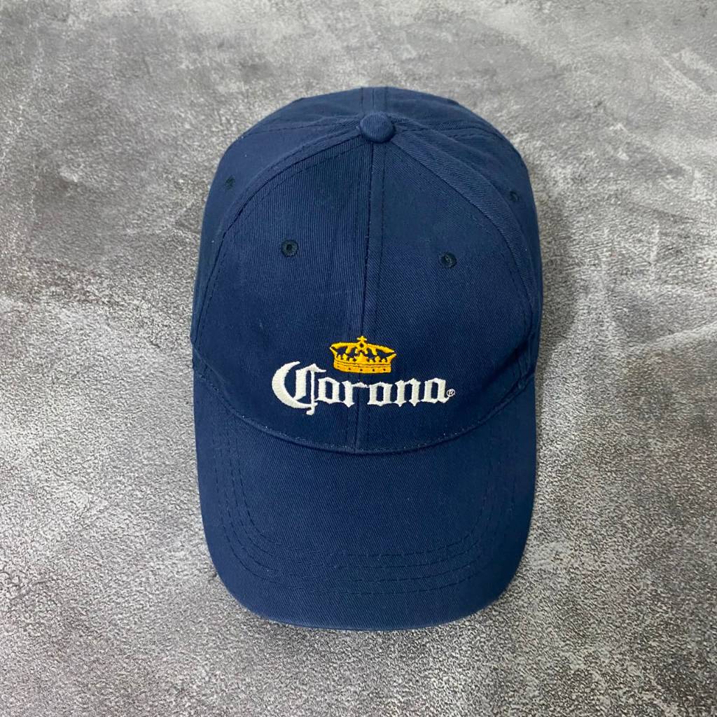 Topi Corona Navy Original Thrift Baseball Cap Bordir Logo Unisex Vintage