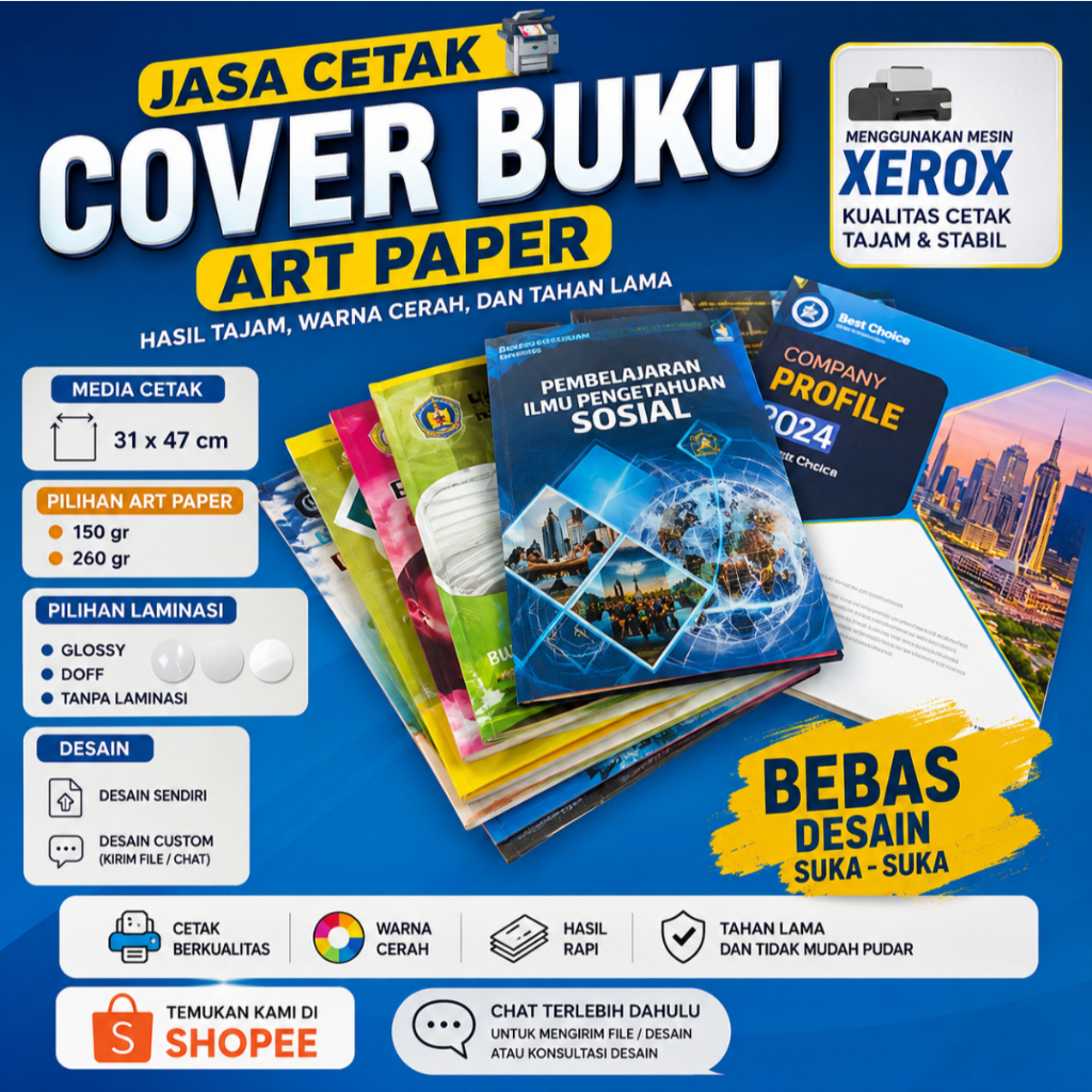 JASA CETAK COVER BUKU ART PAPER 150gr dan 260gr