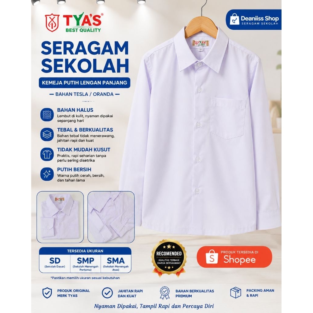 Seragam sekolah Tyas kemeja panjang