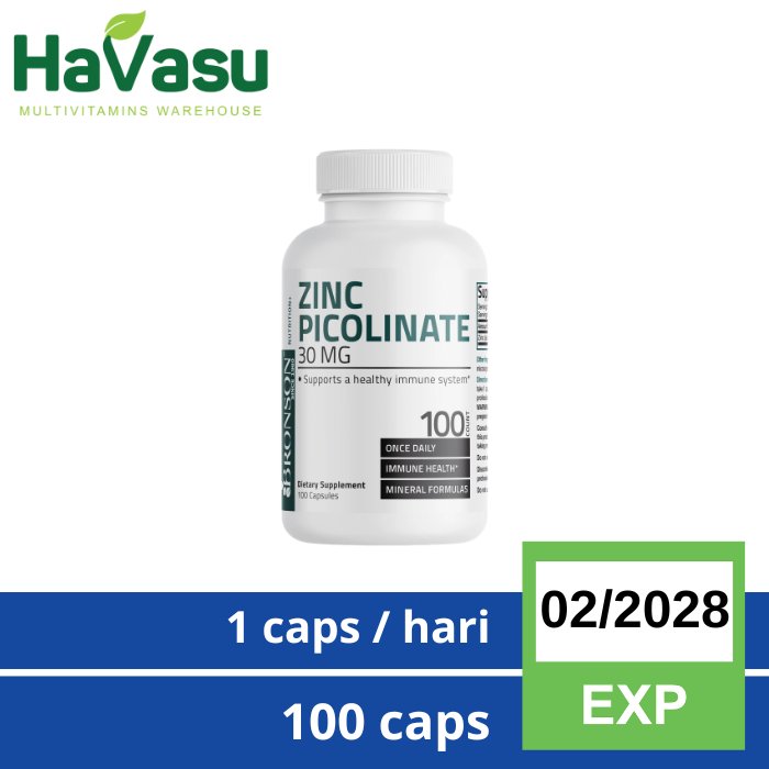 Bronson Zinc Picolinate 30 Mg with Calcium Immune Cold Antioxidant