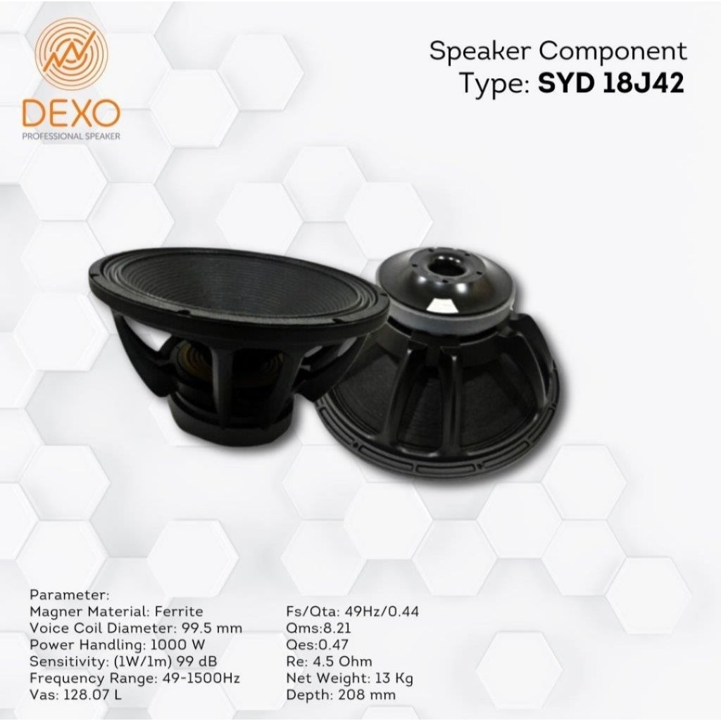 Speaker DEXO 18" SYD 18J42 Spiker DEXO 18J42 Speaker DEXO SYD 18 J42 Speaker DEXO 18J42
