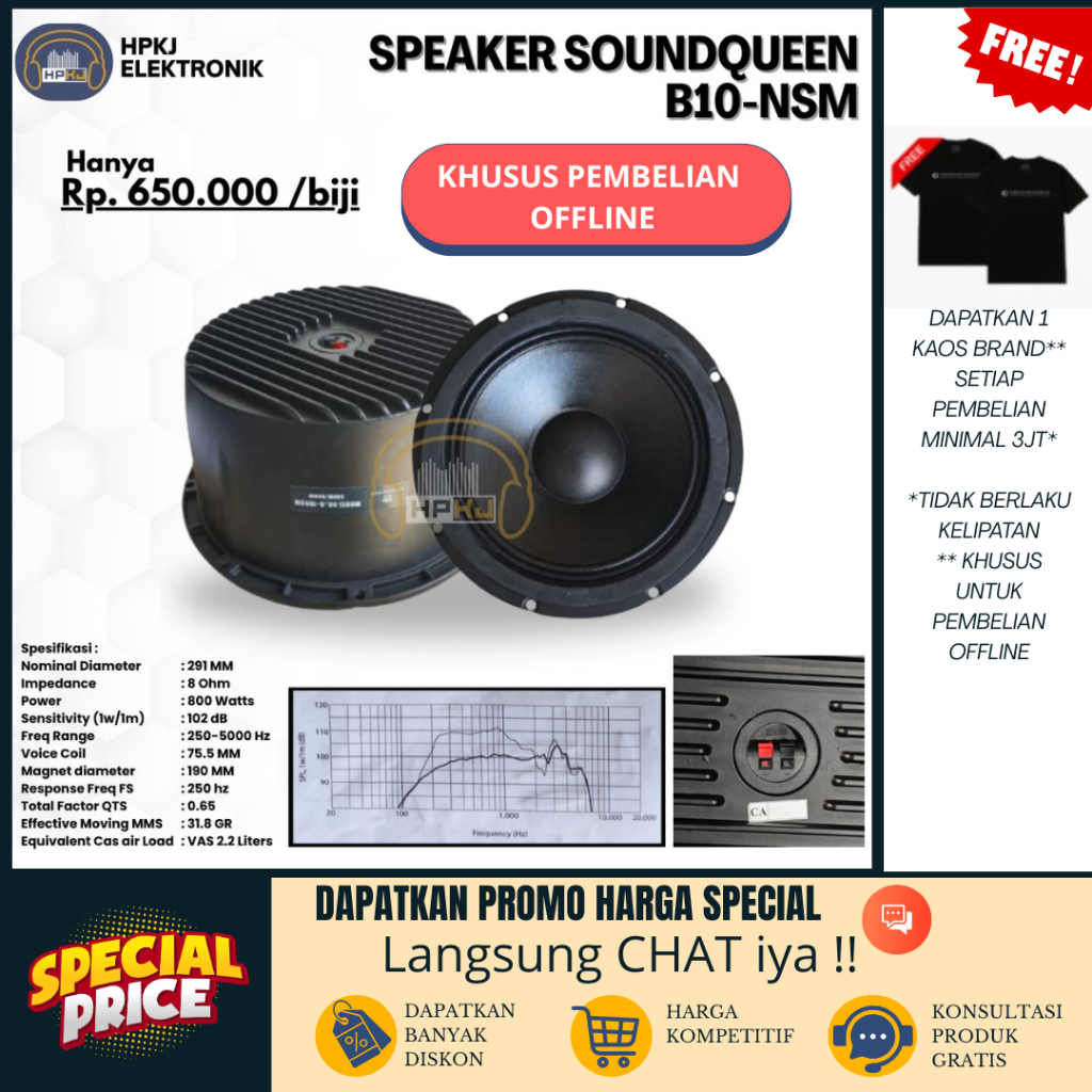 SPEAKER SOUNDQUEEN 10 INCH B 10NSM Speaker 10Inch B-10 NSM B10NSM MID RANGE
