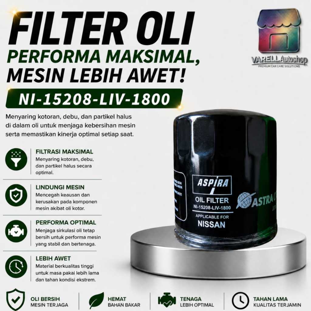 Filter Oli Aspira Astra Otoparts NI-15208-LIV-1800 Datsun : Datsun Go - Go+ - Datsun Cross Original