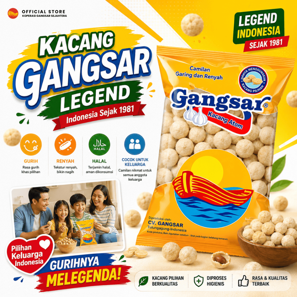 Kacang Atom Shanghai Gangsar Ngunut Asli Tulungagung High Class 225gr | Cemilan Nikmat Merakyat