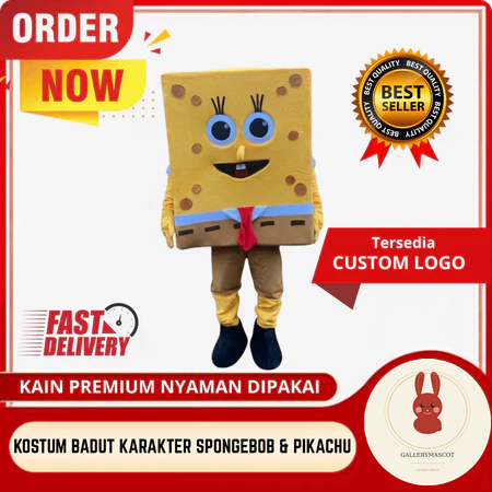 Kostum badut Maskot (Spongebob) Dewasa & Anak Fullset Premium - Badut Karakter untuk Event, Birthday