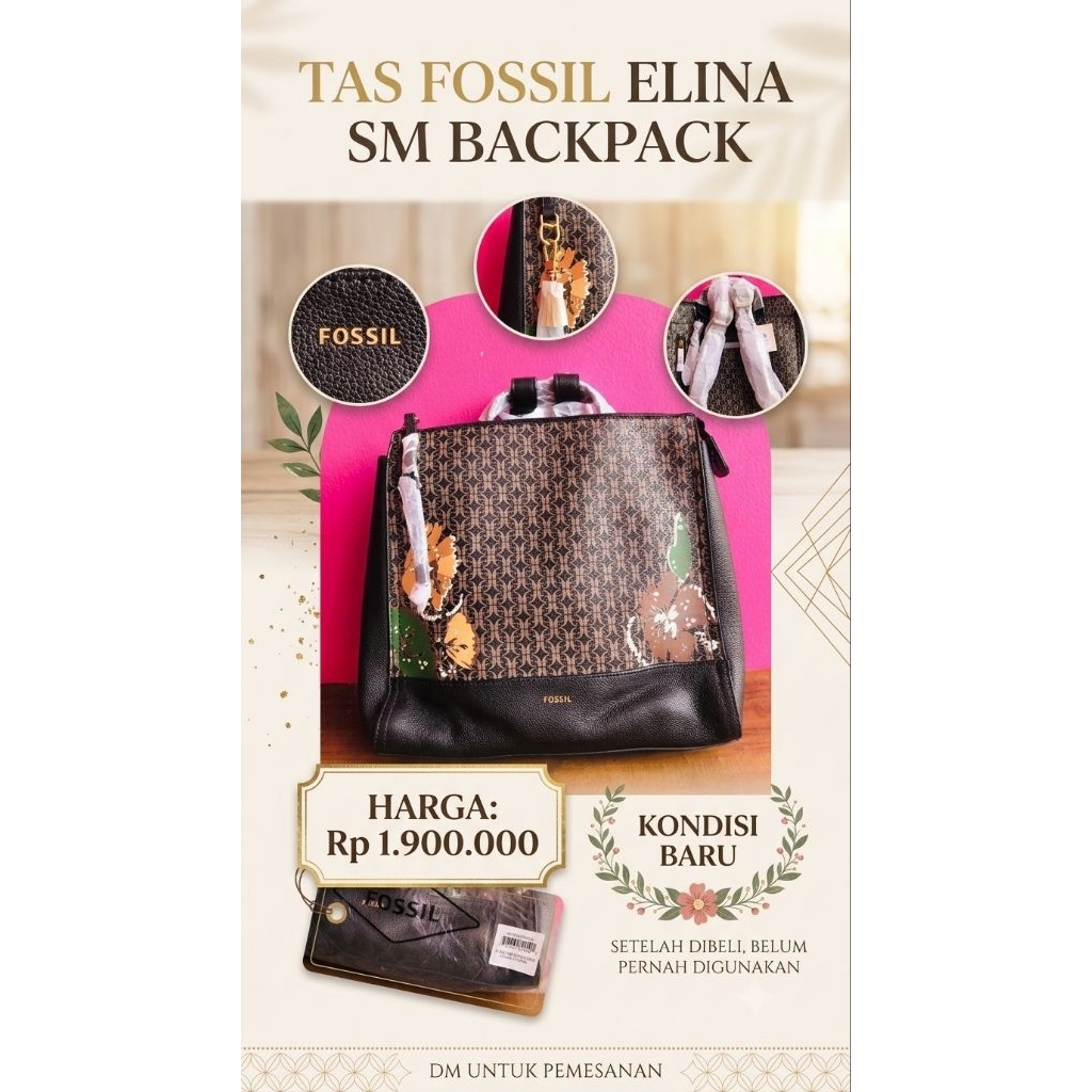 [ORIGINAL] (NEW WITH TAG) Fossil Elina SM Backpack Floral