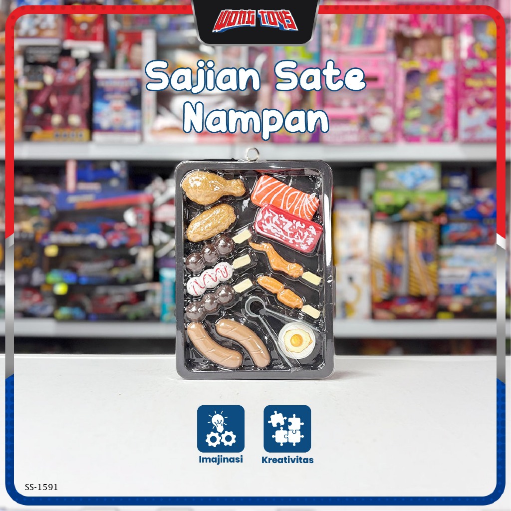 Sajian Sate Nampan (SS-1591) - Mainan Peran Set Makanan Nampan Sate Jepang Yakitori