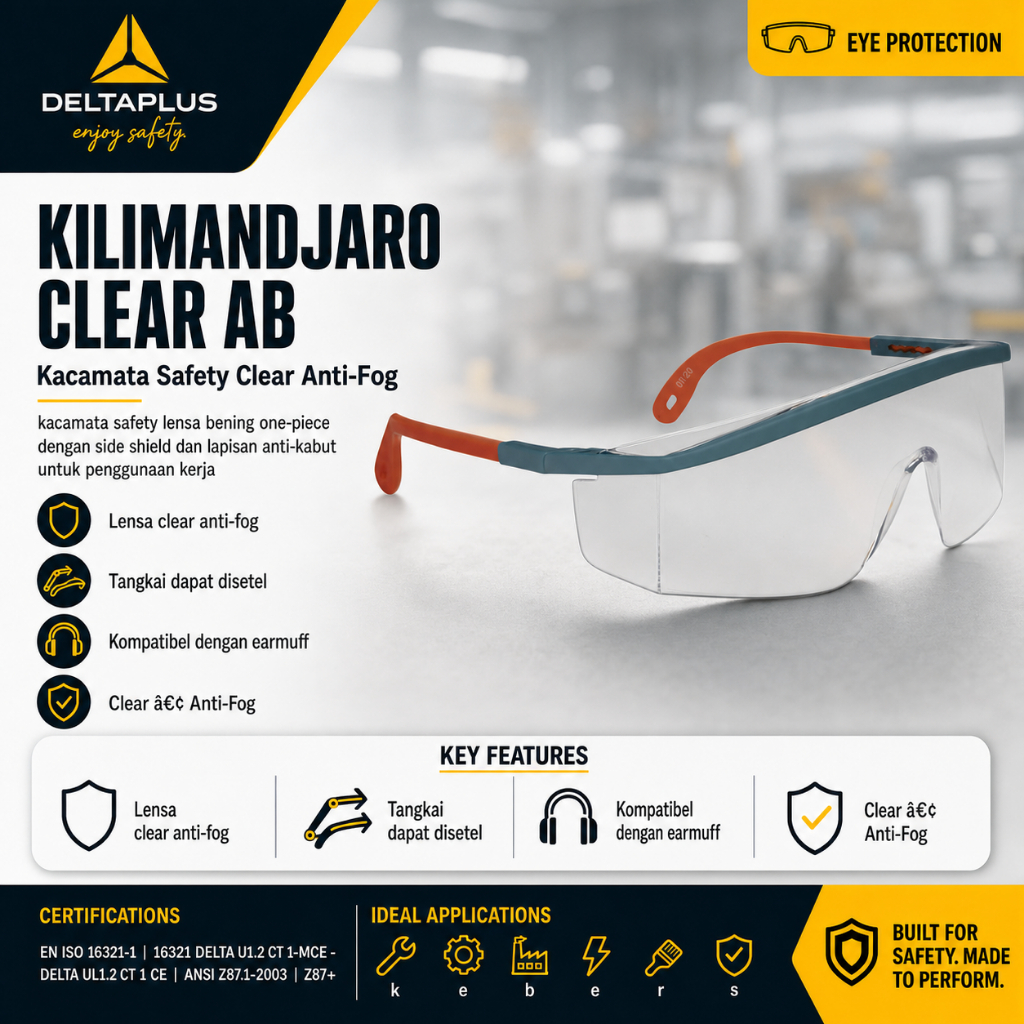 Delta Plus KILIMANDJARO Kacamata Safety Lensa Bening Anti Fog - Safety Glasses