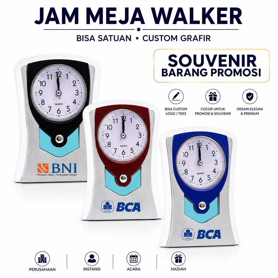 Jam meja analog, jam meja custom logo, jam meja promosi, jam meja souvenir/CUSTOM LOGO