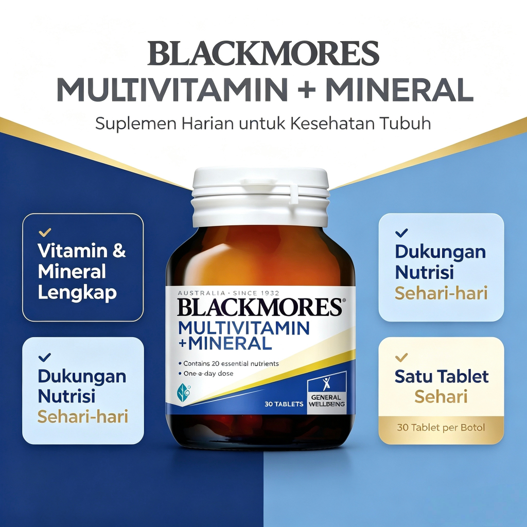 Blackmores Multivitamin + Mineral 30 Tablet Suplemen Harian Vitamin Mineral Lengkap