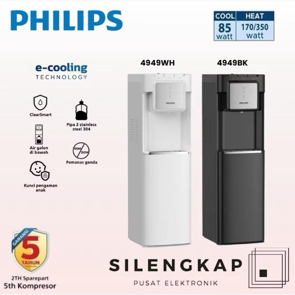 Dispenser PHILIPS ADD 4949 Dispenser Galon Bawah Philips E-Cooling Technology
