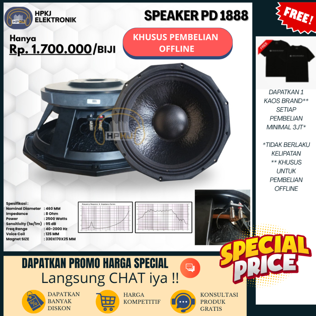 SPEAKER KOMPONEN PD 1888 18 INCH Spiker pd 1888 18" speker PD1888 18inch