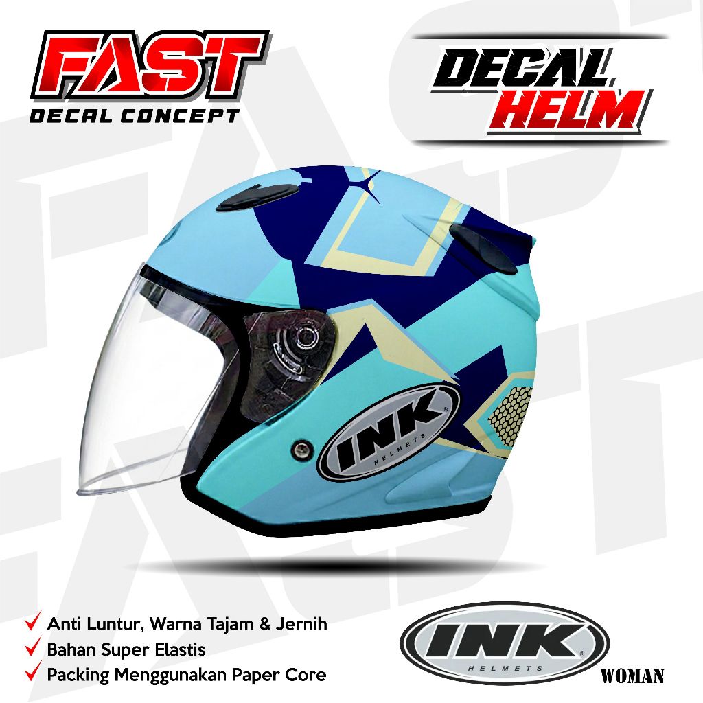 Terbaru Sticker Decal Helm INK Helf Face simpel racing decal helm INK simpel full